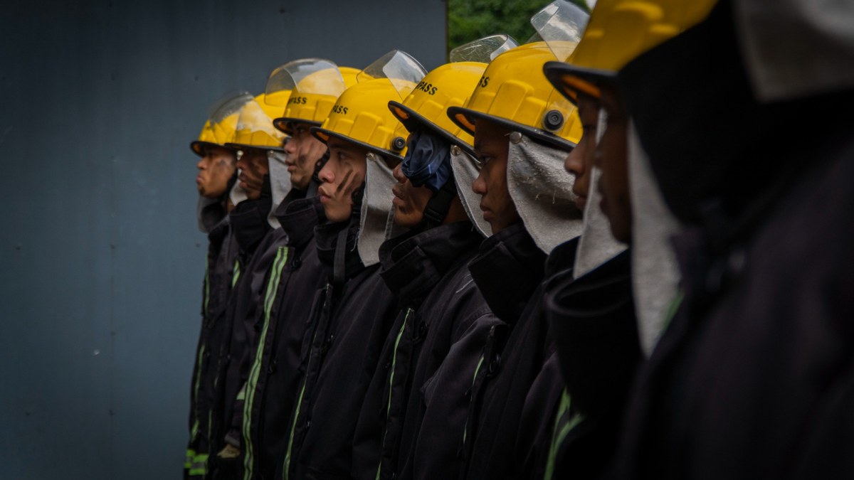 Bureau of Fire Protection trainees at the COMPASS Silang campus