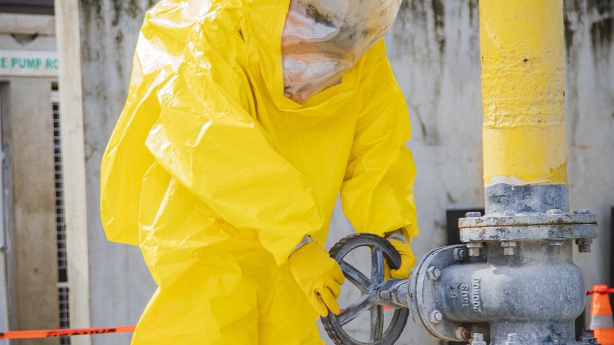 Hazardous materials decontamination drill